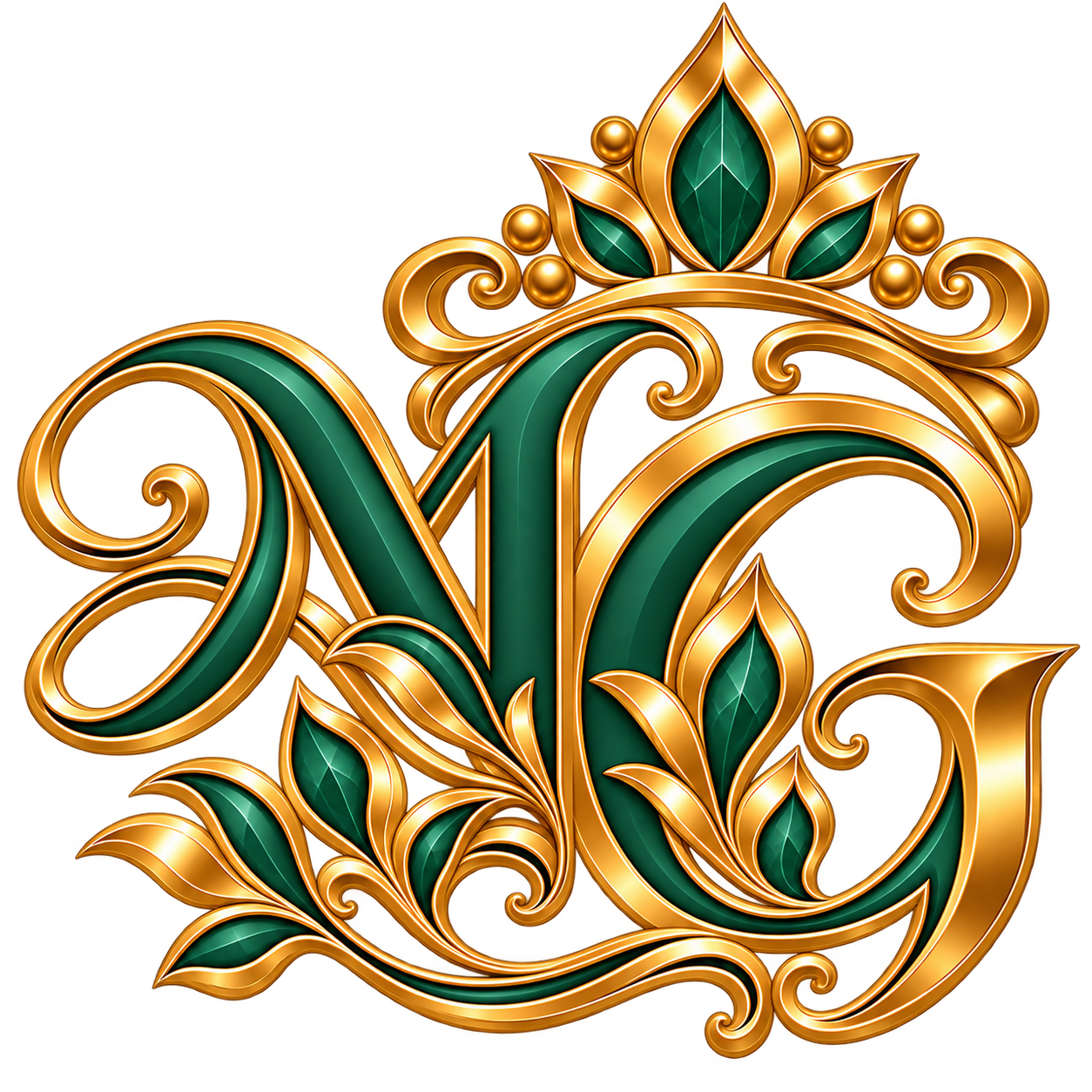 luxury emerald gold mg monogram