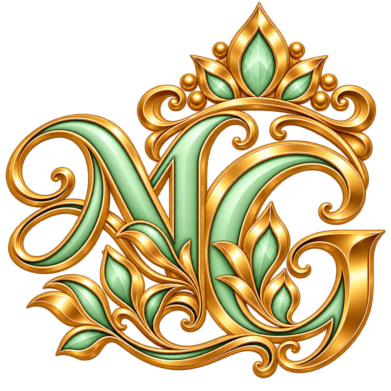 ornate gold mint mg monogram